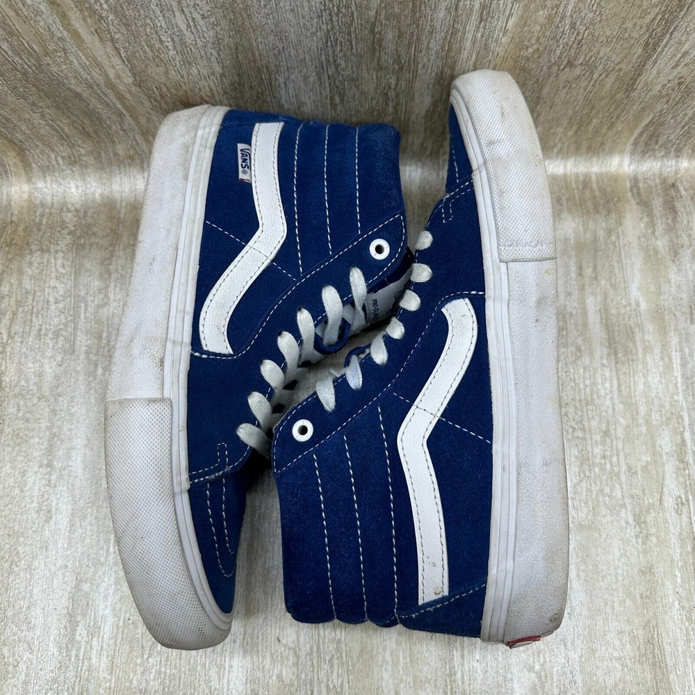 Vans Men 7.5 Womens 9 Shoes Sk8-Hi Pro True Blue White High Top Sneakers - Picture 6 of 8